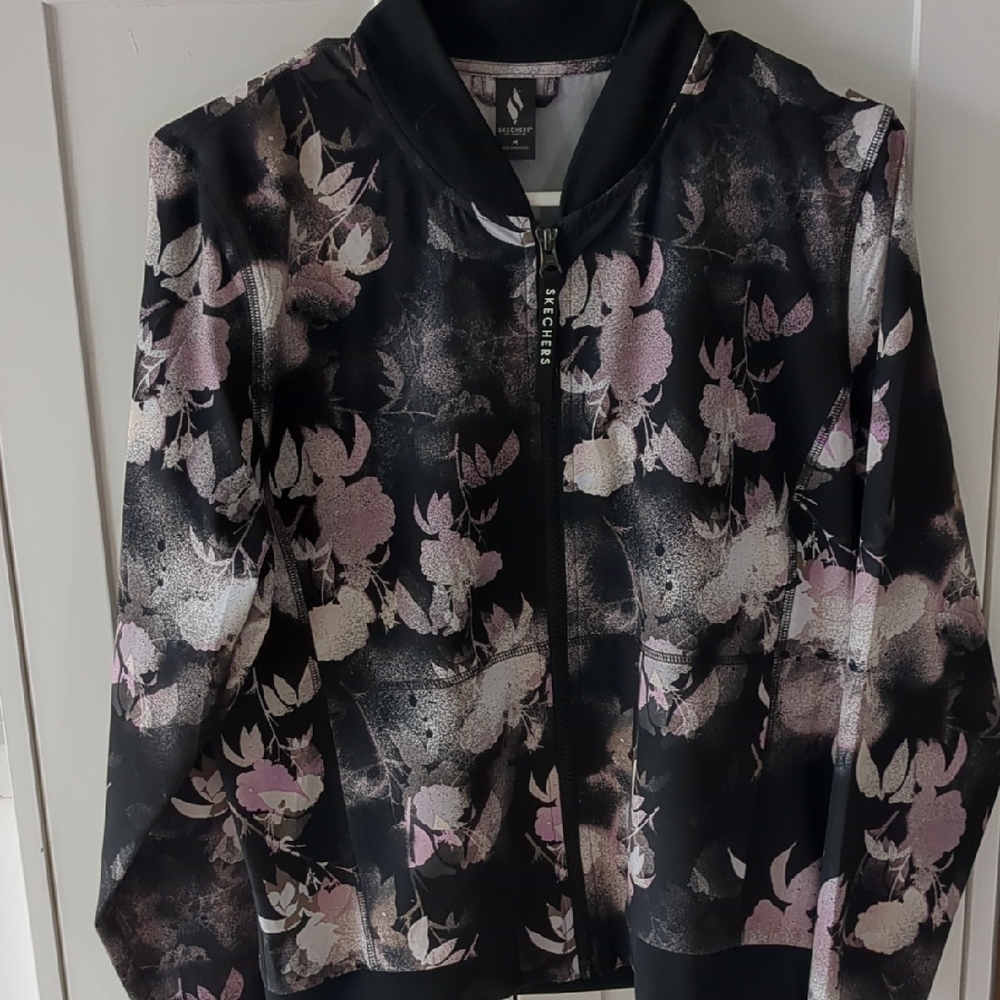 Floral Black and Pink Bomber Jacket